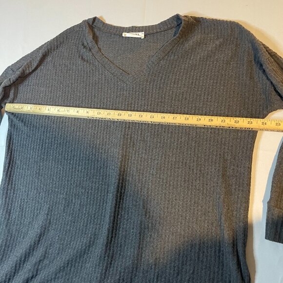 Zenana Sweater Womens Large Gray Knit V-Neck Long Sleeve Pullover Casual - Picture 4 of 4